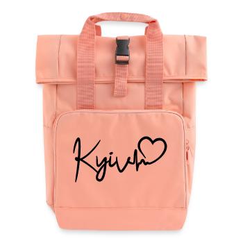 Kyiv Heartbeat Ukraine Kiev Love - Roll Top Backpack with Two Handles - chintz rose - Front
