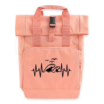 Waves Coasts Heartbeat Sea - Roll Top Backpack with Two Handles - chintz rose - Front