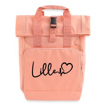 Lille heartbeat city France - Roll Top Backpack with Two Handles - chintz rose - Front