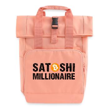 Satoshi Millionaire Cryptocurrency Bitcoin - Roll Top Backpack with Two Handles - chintz rose - Front