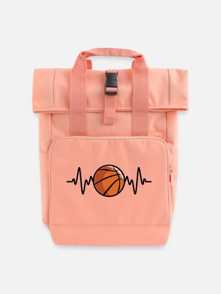 Battement de cœur de basket-ball - Sac à dos Roll Top à deux anses - rose liberty