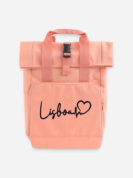 Lisboa Herzschlag Lissabon - Rolltop Rucksack mit zwei Griffen - Chintzrosa