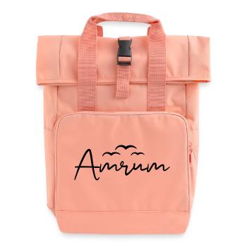 Amrum Möwen Nordsee Insel - Rolltop Rucksack mit zwei Griffen - Chintzrosa - Vorne