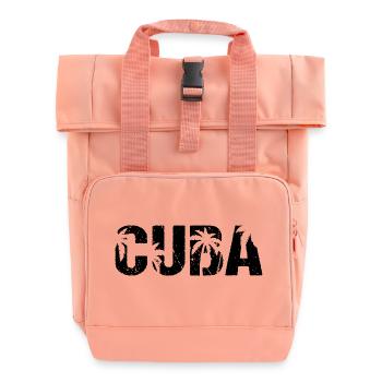 Cuba Palm trees Caribbean Island Cuba - Roll Top Backpack with Two Handles - chintz rose - Front