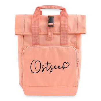Baltic Sea heartbeat - Roll Top Backpack with Two Handles - chintz rose - Front