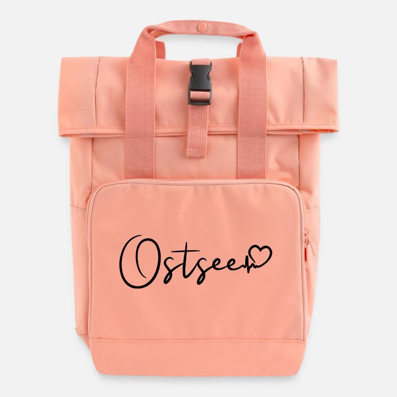 Ostsee Herzschlag - Rolltop Rucksack mit zwei Griffen - Chintzrosa