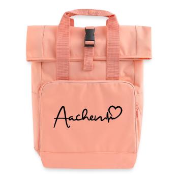 Aachen Herzschlag - Rolltop Rucksack mit zwei Griffen - Chintzrosa - Vorne