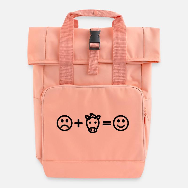 Pferd Smiley Reiten Pferde - Rolltop Rucksack mit zwei Griffen - Chintzrosa