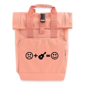Guitar Smiley Music Guitarist - Roll Top Backpack with Two Handles - chintz rose - Front