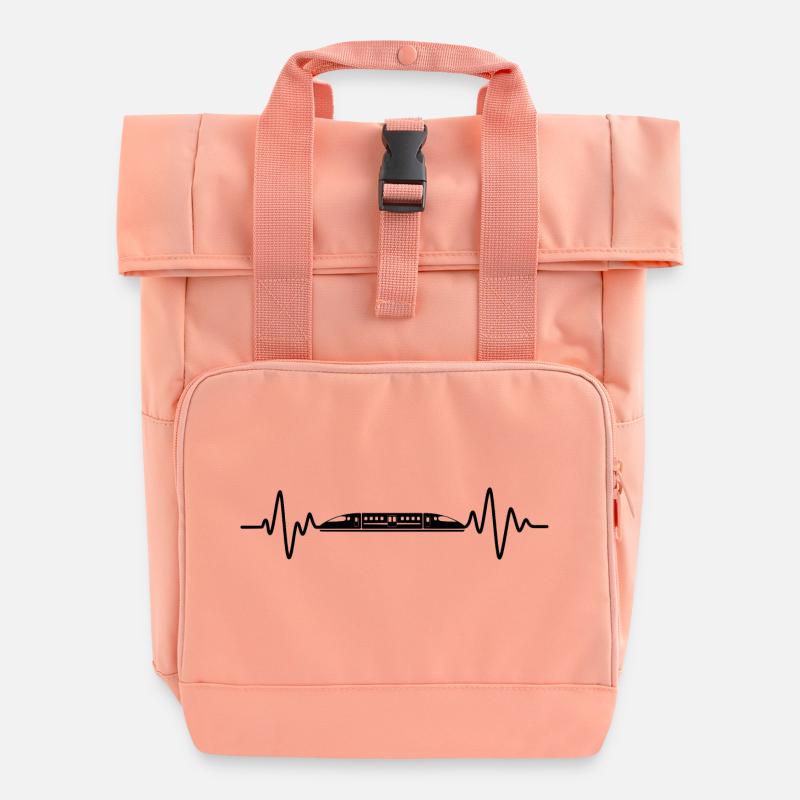 Lokomotive Herzschlag Schnellzug Eisenbahn - Rolltop Rucksack mit zwei Griffen - Chintzrosa
