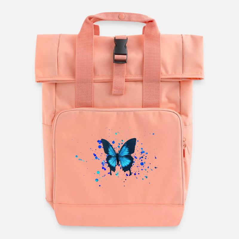 Papillon papillon bleu ciel - Sac à dos Roll Top à deux anses - rose liberty