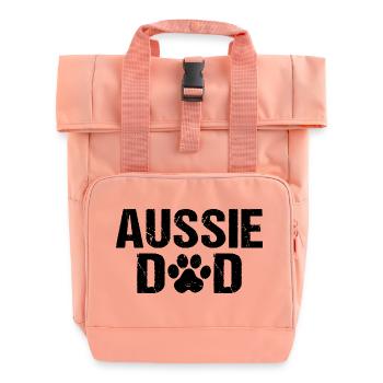 Aussie Dad Australian Shepherd - Roll Top Backpack with Two Handles - chintz rose - Front