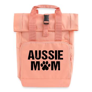Aussie Mom Australian Shepherd - Roll Top Backpack with Two Handles - chintz rose - Front