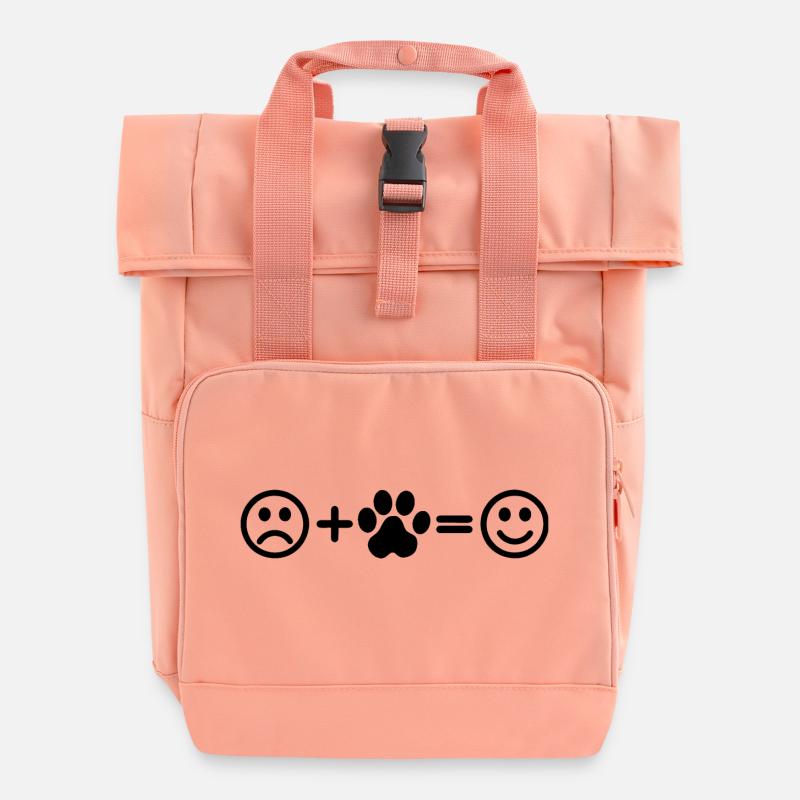 Hunde Pfote Smiley - Rolltop Rucksack mit zwei Griffen - Chintzrosa