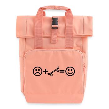 Skateboard Smiley Skater Skating - Rolltop Rucksack mit zwei Griffen - Chintzrosa - Vorne