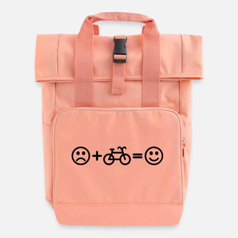 Fahrradfahrer Smiley - Rolltop Rucksack mit zwei Griffen - Chintzrosa