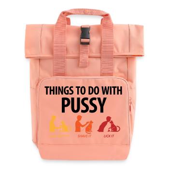 Dinge, die man mit einer Muschi machen kann. - Rolltop Rucksack mit zwei Griffen - Chintzrosa - Vorne