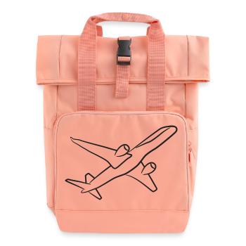 Flugzeug - Rolltop Rucksack mit zwei Griffen - Chintzrosa - Vorne