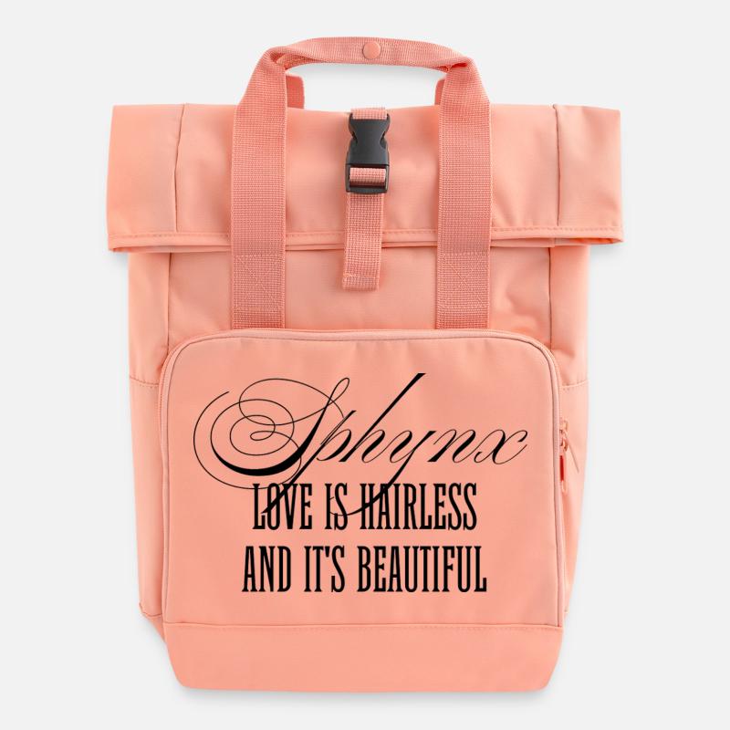 Beautiful Sphynx Cat Love  - Roll Top Backpack with Two Handles - chintz rose