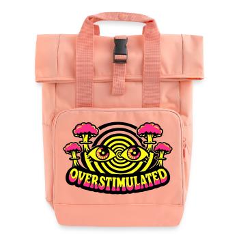 Overstimulated Psychedelic Eyes - Roll Top Backpack with Two Handles - chintz rose - Front