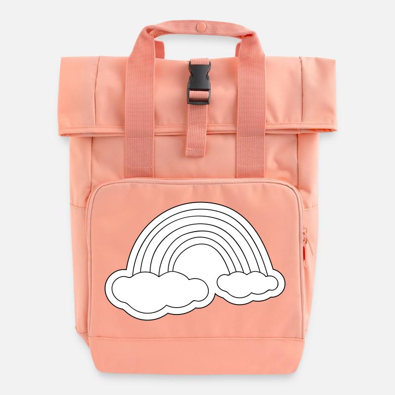 Minimalistischer Regenbogen auf Wolken - Rolltop Rucksack mit zwei Griffen - Chintzrosa