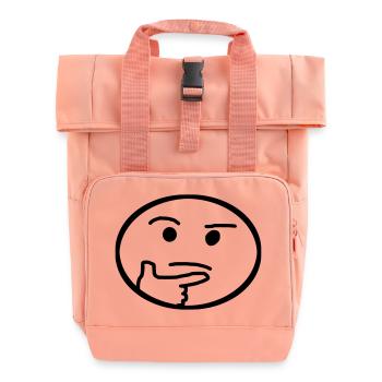 , Emoji, Thoughtful - Roll Top Backpack with Two Handles - chintz rose - Front
