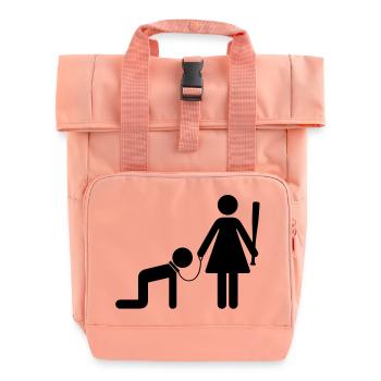 Eine Frau hält einen Mann als Sklave - Rolltop Rucksack mit zwei Griffen - Chintzrosa - Vorne