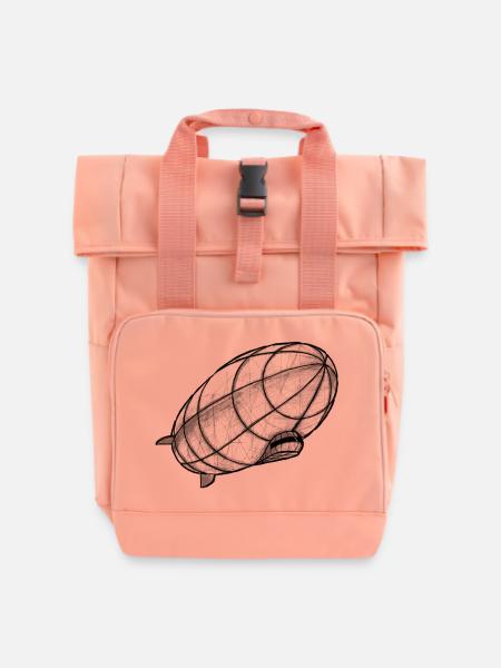 Zeppelin Zeichnung Perspektive - Rolltop Rucksack mit zwei Griffen - Chintzrosa