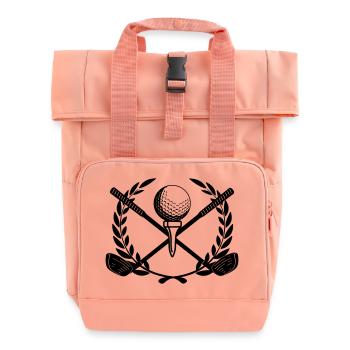 Golfin laurel wreath - Roll Top Backpack with Two Handles - chintz rose - Front