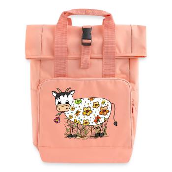 Cow - Roll Top Backpack with Two Handles - chintz rose - Front