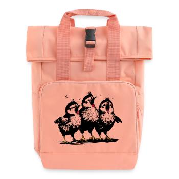 Singing chicks - Funny animal motif with music - Roll Top Backpack with Two Handles - chintz rose - Front