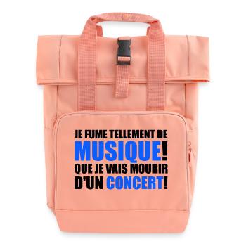 je fume tellement de musique! - Roll Top Backpack with Two Handles - chintz rose - Front