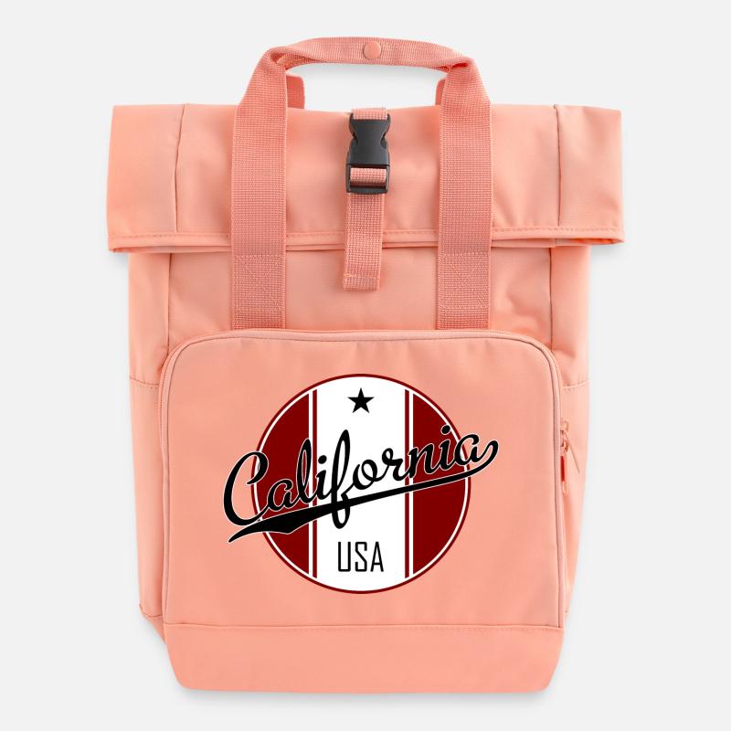california - Roll Top Backpack with Two Handles - chintz rose