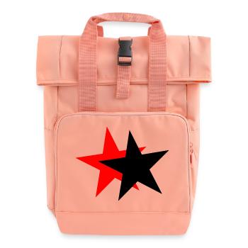 Sterne - schwarz rot - Rolltop Rucksack mit zwei Griffen - Chintzrosa - Vorne