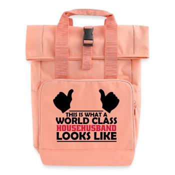 world class househusband - Roll Top Backpack with Two Handles - chintz rose - Front