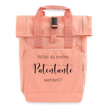 Willst du meine Patentante werden - Rolltop Rucksack mit zwei Griffen - Chintzrosa - Vorne