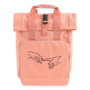 The Creation of Adam hands - Roll Top Backpack with Two Handles - chintz rose - Front