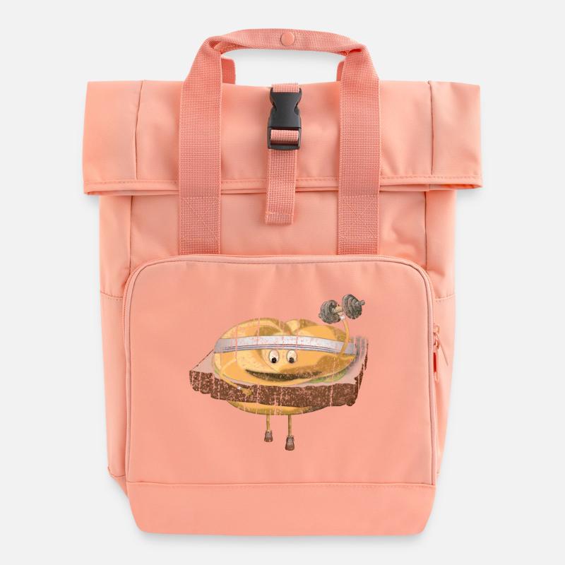 Leberkas Semmerl – Funny Illustration - Roll Top Backpack with Two Handles - chintz rose