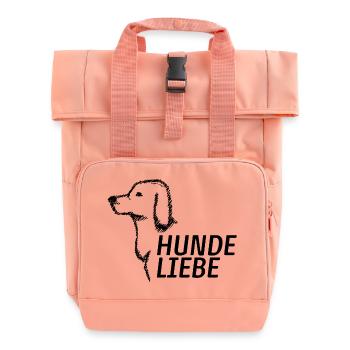 Dog Love, black - Roll Top Backpack with Two Handles - chintz rose - Front