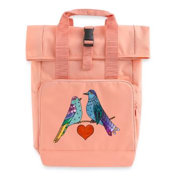 Bunte Vögel - Rolltop Rucksack mit zwei Griffen - Chintzrosa - Vorne
