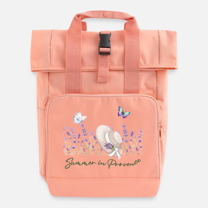 Summer in Provence - Roll Top Backpack with Two Handles - chintz rose