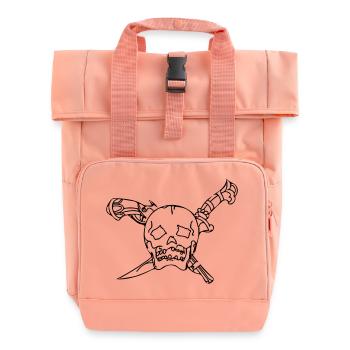 Schädel - Rolltop Rucksack mit zwei Griffen - Chintzrosa - Vorne