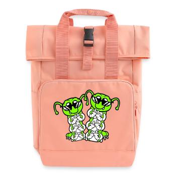 2 Raupe Mittelfinger Beleidigung Sonnenbrille Team - Rolltop Rucksack mit zwei Griffen - Chintzrosa - Vorne