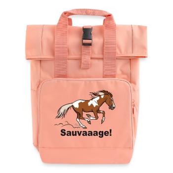 Magpie Wild Horse (for light textiles) - Roll Top Backpack with Two Handles - chintz rose - Front