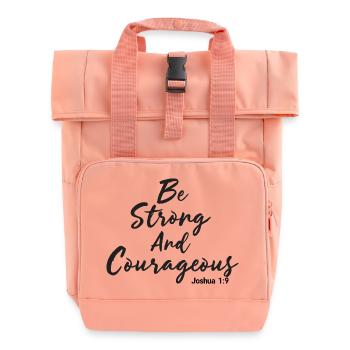 Sei stark und mutig Josua 1:9 Jesus - Rolltop Rucksack mit zwei Griffen - Chintzrosa - Vorne