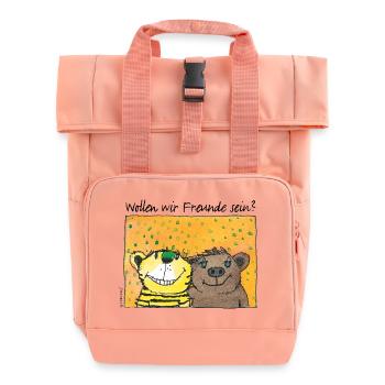 Janosch Want To Be Friends With Tiger & Bear - Roll Top Backpack with Two Handles - chintz rose - Front