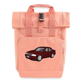 Red cartoon car street look - Roll Top Backpack with Two Handles - chintz rose - Front
