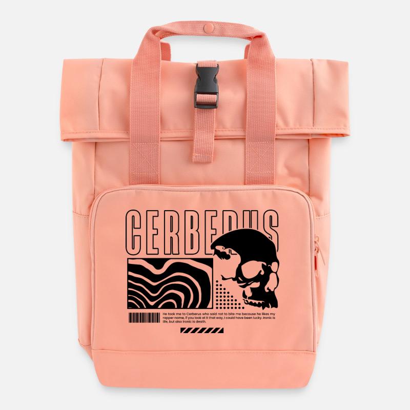 Black Cerberus - Roll Top Backpack with Two Handles - chintz rose