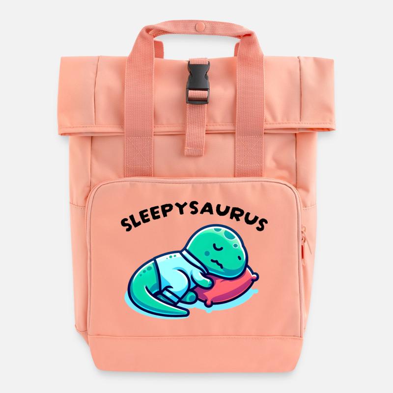 Sleepysaurus Official Sleep Outfit Sleep Shirt - Roll Top Backpack with Two Handles - chintz rose