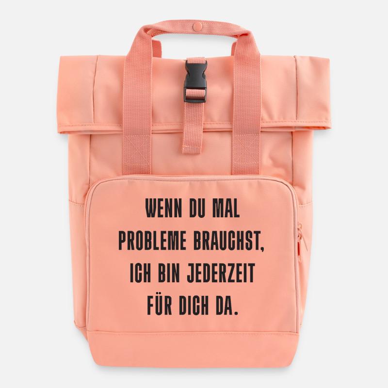 Problem? Ich bin da! - Rolltop Rucksack mit zwei Griffen - Chintzrosa